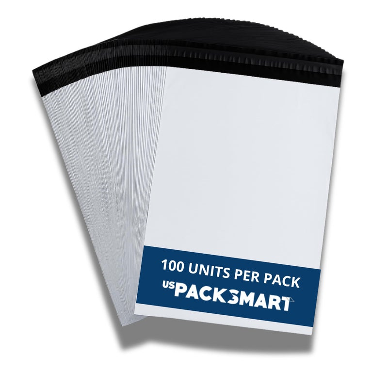 US PACK SMART White Plastic Poly Mailers 9"x12" | Shipping Bags for Clothing, Books, and Accessories | Durable Shipping Envelopes | Waterproof, Tear-Proof with Strong Self-sealing Adhesive | 100-Pack - Image 1